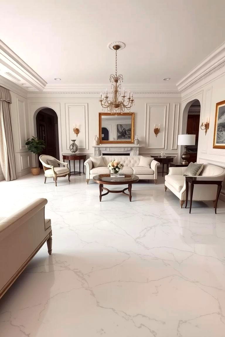 Durable Marble for Long Lasting Beauty - 24 Marble Floor Living Room Ideas