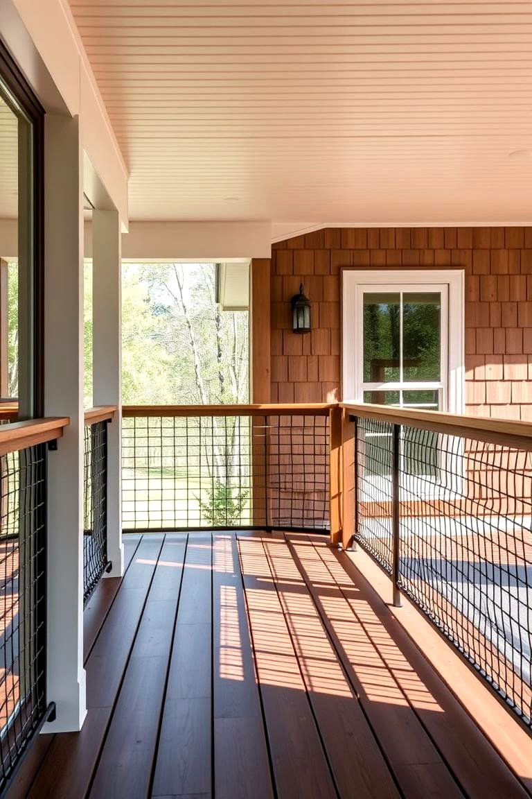 Durable Outdoor Charm - 24 Hog Wire Deck Railing Ideas