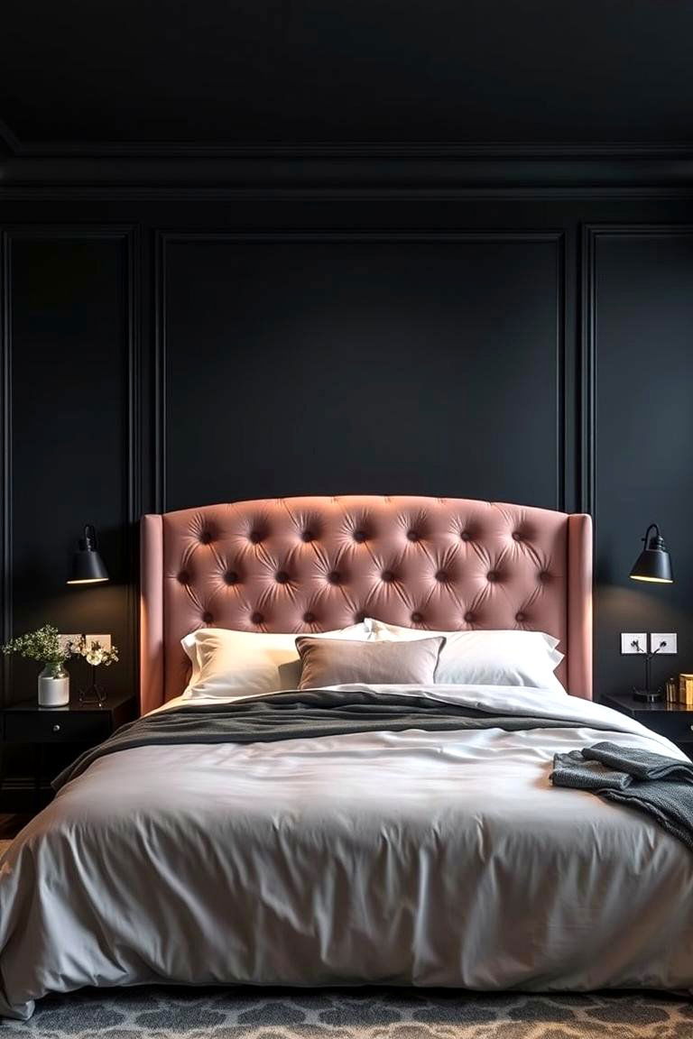 Dusty Rose Statement Headboard - 24 Dusty Rose Bedroom Ideas