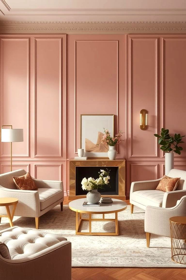 Dusty Rose with Metallic Accents - 24 Dusty Rose Bedroom Ideas