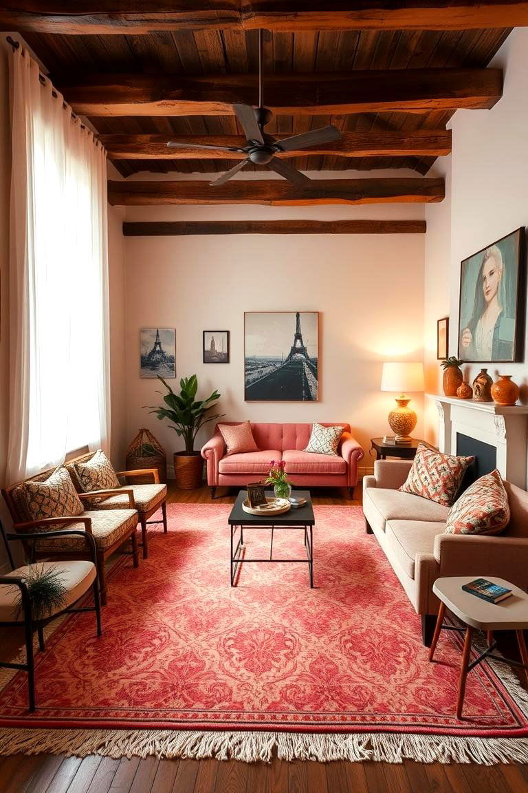 Dusty Rose with Patterned Rugs - 24 Dusty Rose Bedroom Ideas