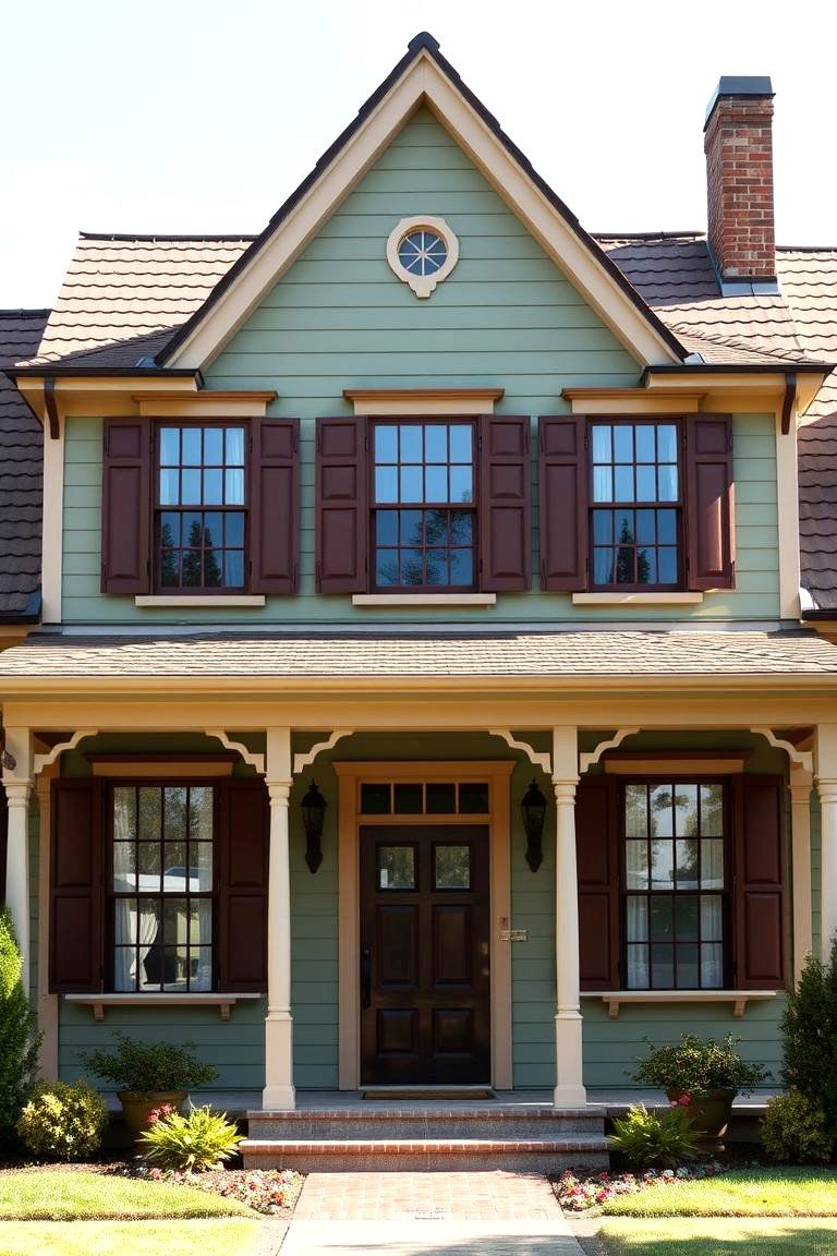 Dutch Colonial Delight - 24 Sage Green House With Brown Trim Ideas