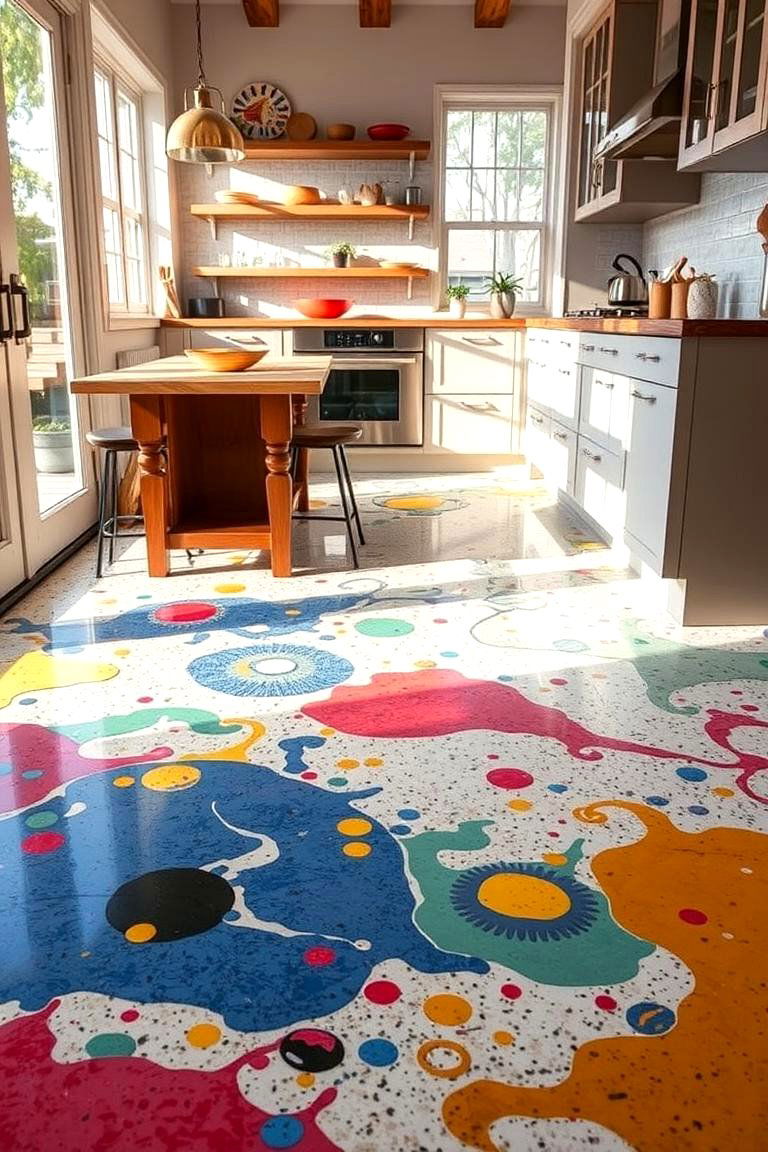 Dynamic Artistic Expression - 24 Terrazzo Kitchen Floor Ideas