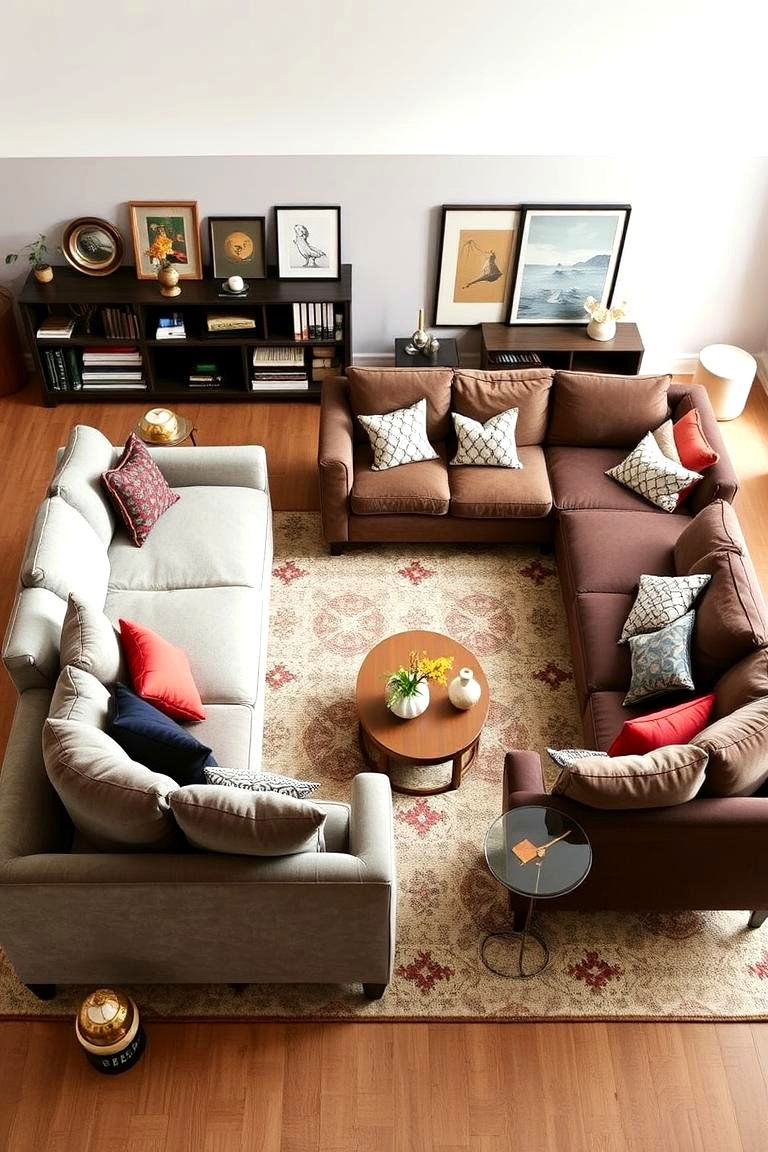 Dynamic Asymmetry Layout - 24 Mismatched Sofas in Living Room Ideas