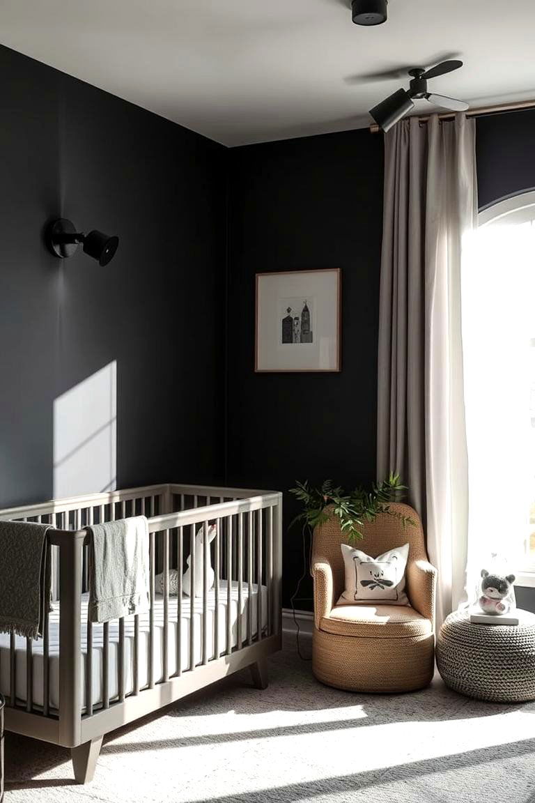 Dynamic Black Lighting Effects - 24 Black Nursery Ideas