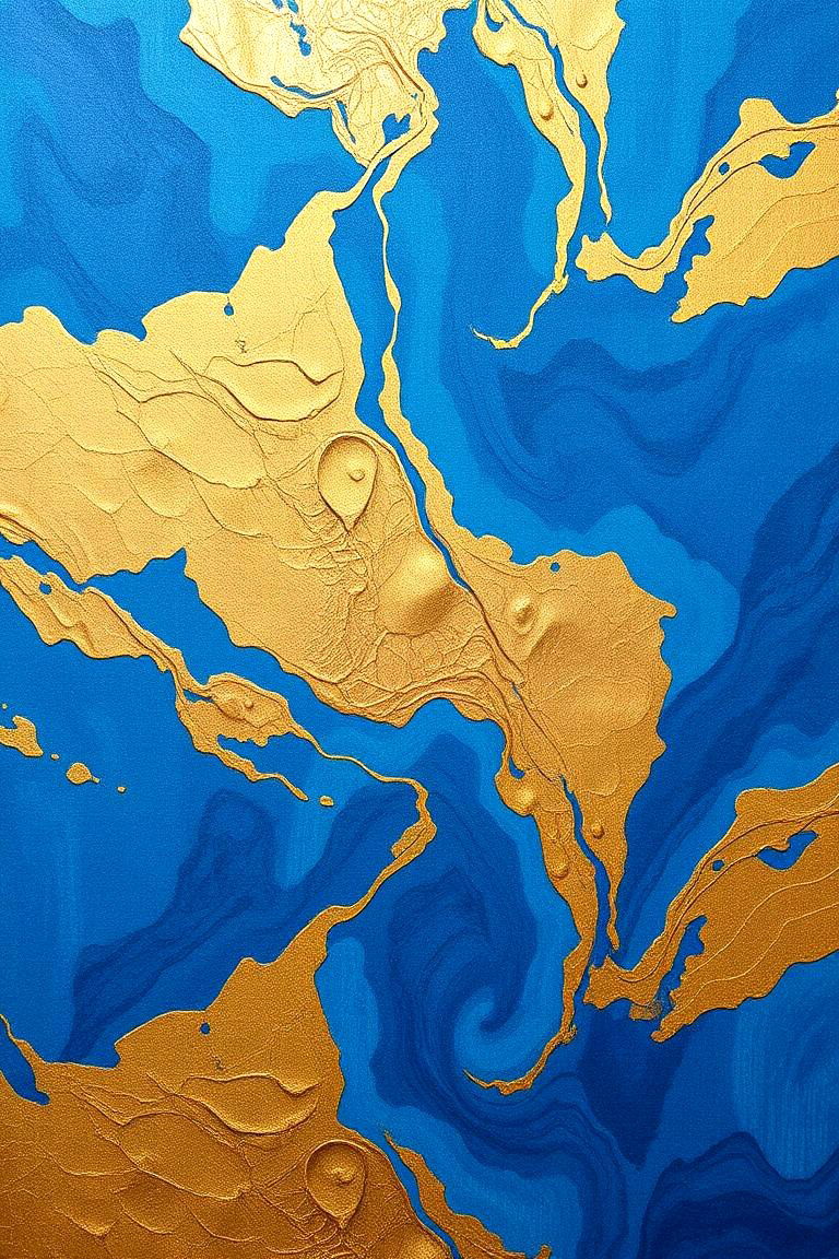 Dynamic Blue and Gold Textured Wallpapers - 24 Blue and Gold Bedroom Ideas
