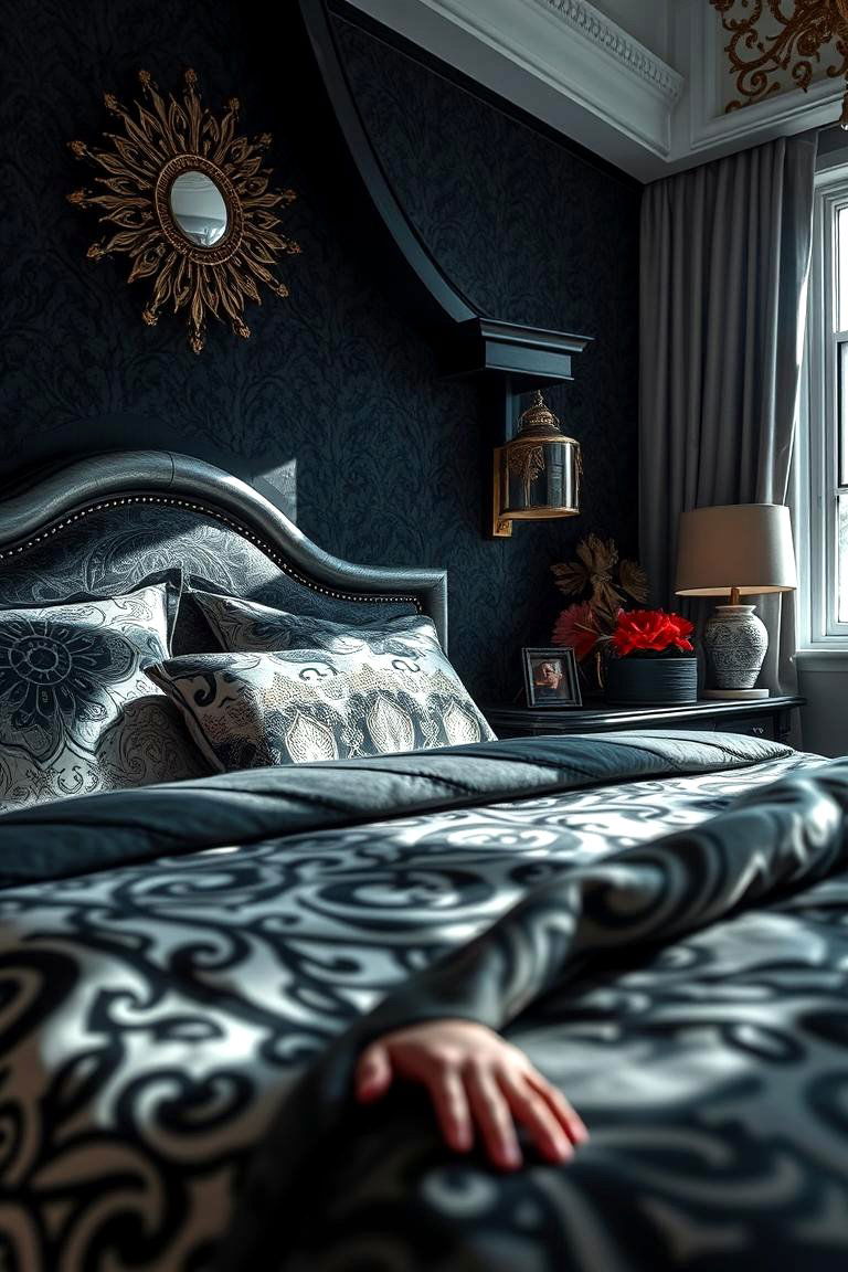 Dynamic Charcoal Details - 24 Charcoal Bedroom Ideas