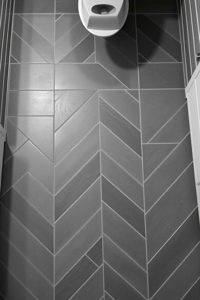 Dynamic Chevron Pattern Energy - 24 Powder Room Floor Tile Ideas