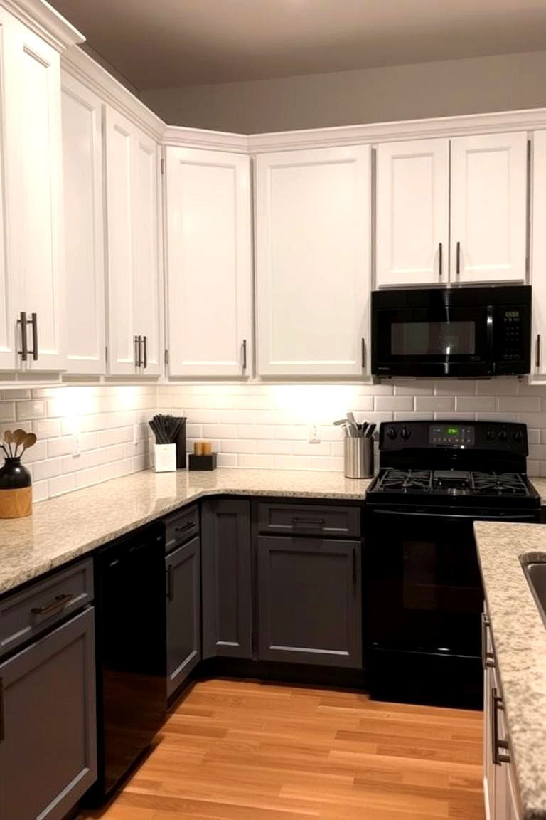 Dynamic Design with Two Tone Cabinets - 24 What Color Cabinets Go With Black Appliances