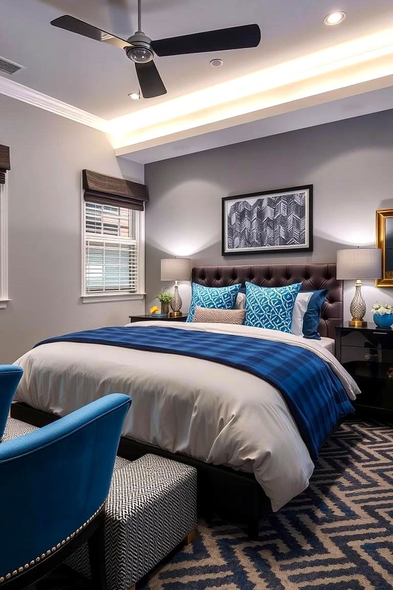 Dynamic Dual Tone Design - 24 Blue and Grey Bedroom Ideas