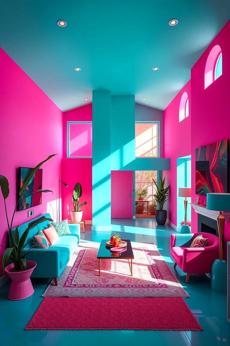 Dynamic Duo Pink and Teal Fusion - 24 Pink House Exterior Ideas