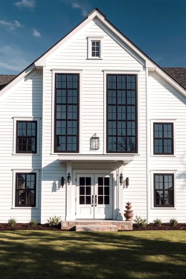 Dynamic Farmhouse Vision - 24 White Farmhouse With Black Windows Ideas
