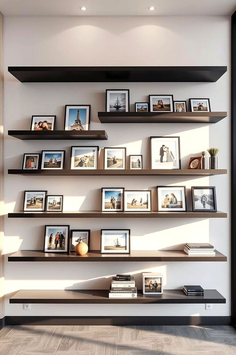 Dynamic Floating Shelves with Photos - 24 Photo Wall Ideas