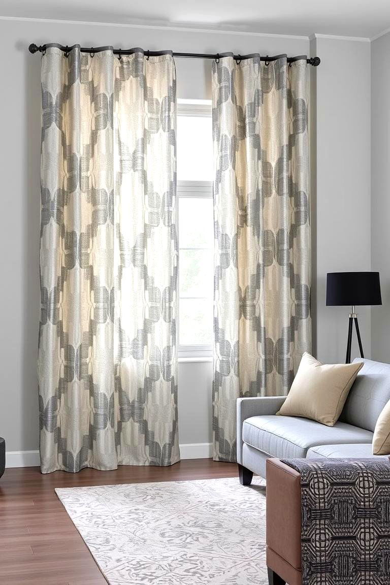 Dynamic Geometric Patterned Curtains - 24 What Color Curtains Go With Gray Walls