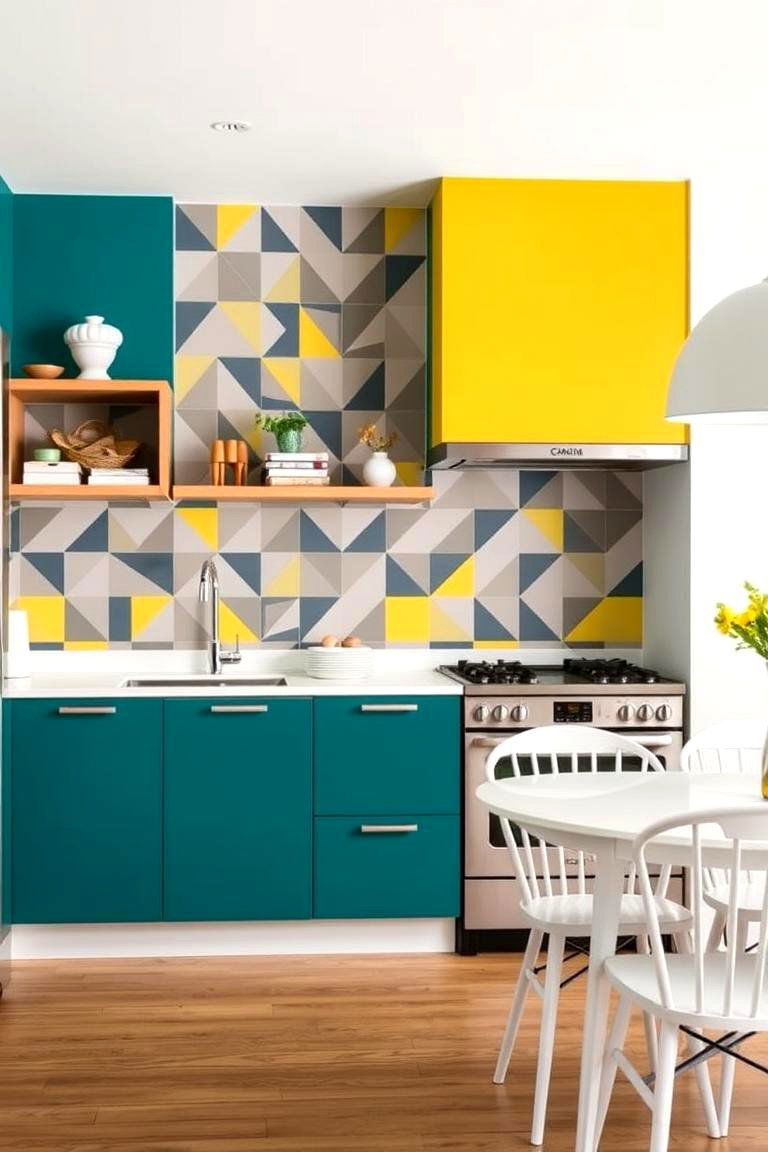 Dynamic Geometric Shapes - 24 Kitchen Accent Wall Ideas