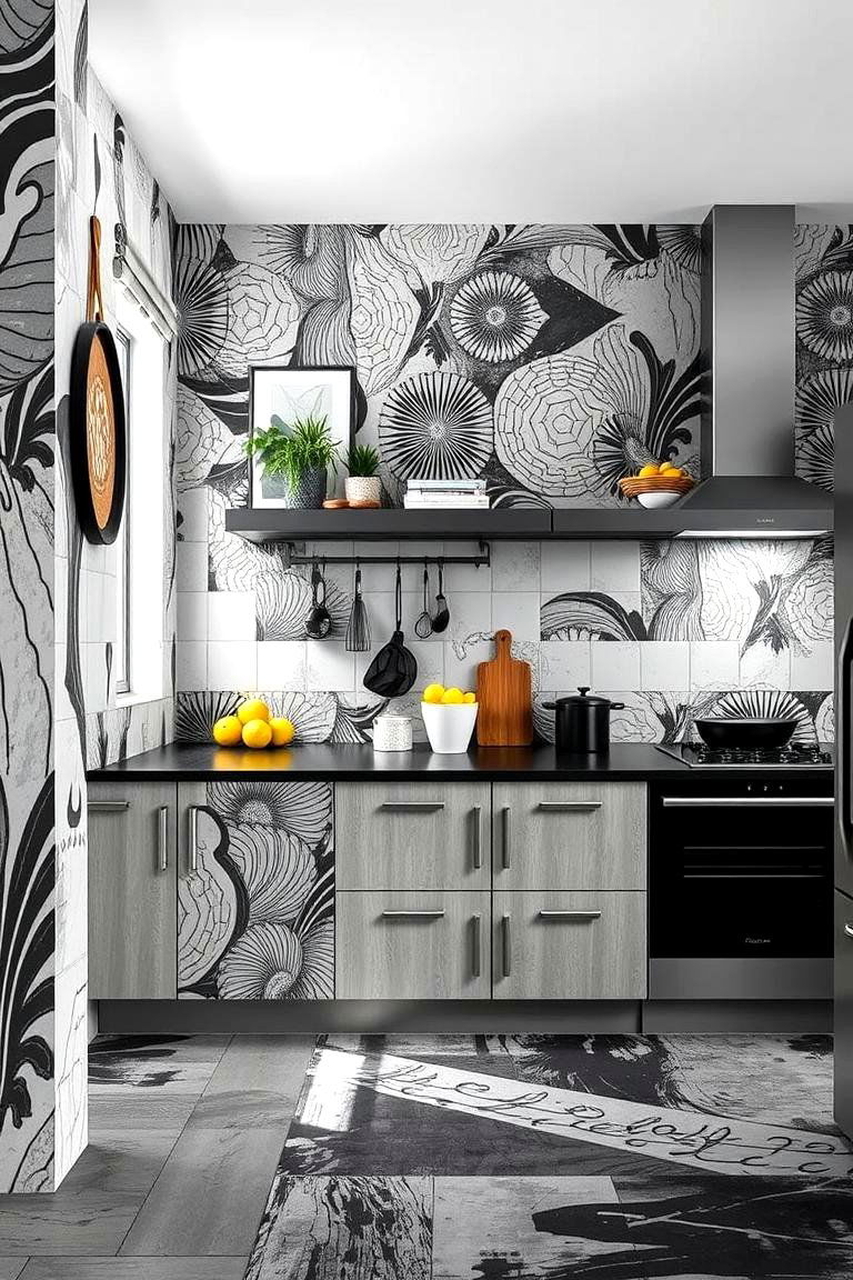 Dynamic Gray and Black Patterns - 24 Gray and Black Kitchen Ideas