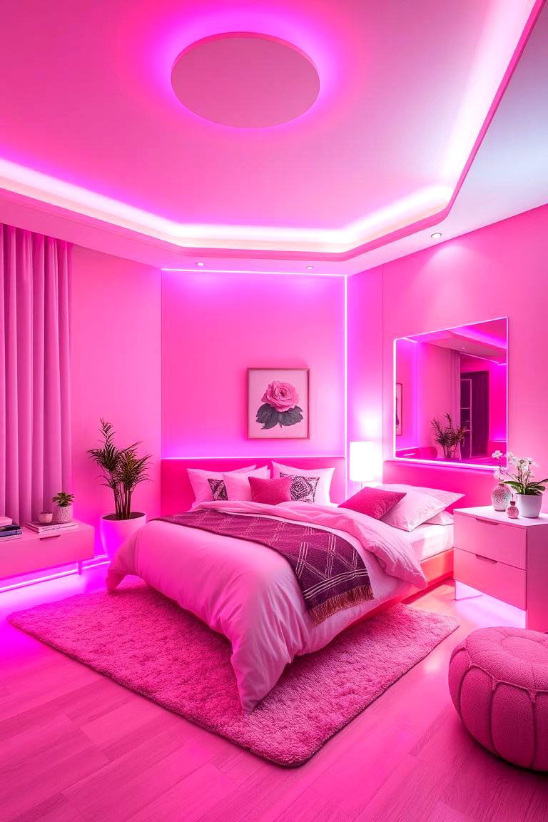 Dynamic Hot Pink Lighting Effects - 24 Hot Pink Bedroom Ideas