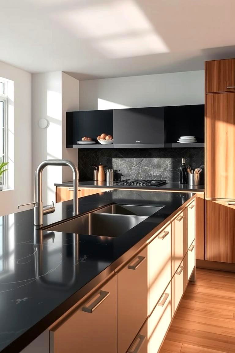 Dynamic Lighting Enhancement - 24 Black Kitchen Countertops