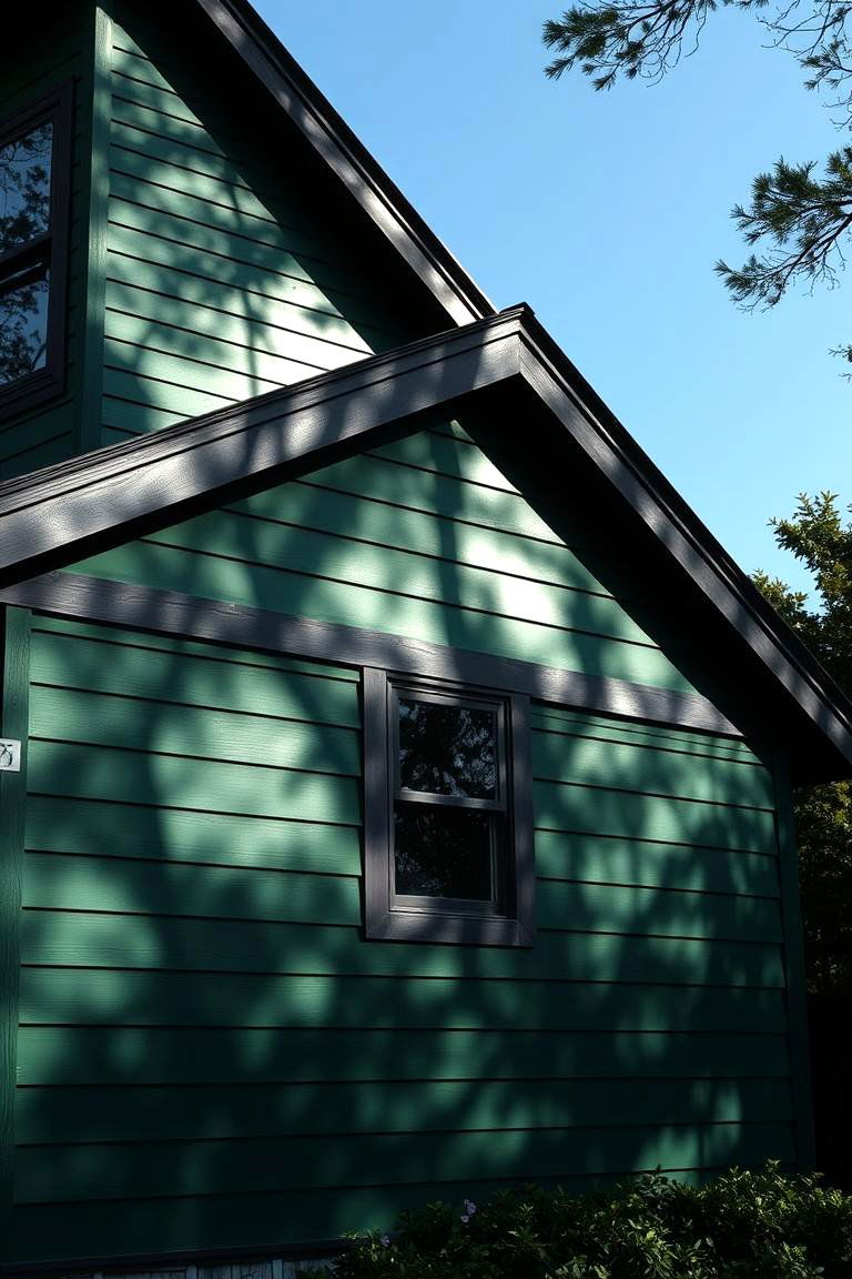 Dynamic Lighting and Shadow Play - 24 Forest Green House With Black Trim