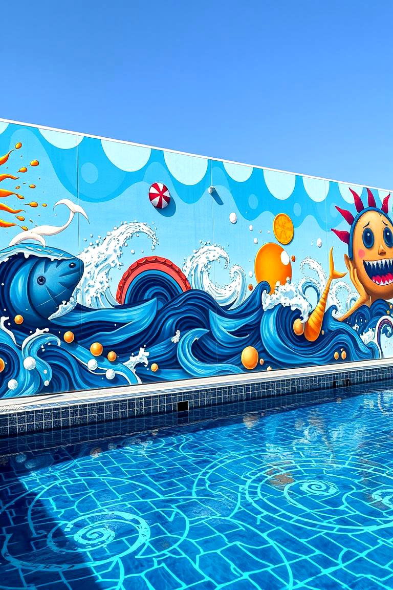 Dynamic Marine Patterns Pool Mural - 24 Pool Murals