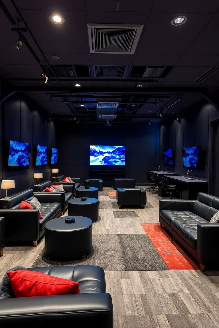 Dynamic Multi Functional Lounge - 24 Black Gaming Room Ideas