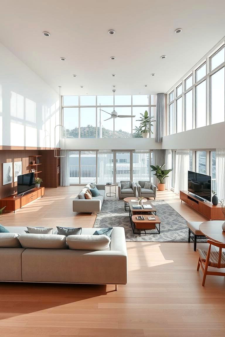 Dynamic Open Plan Layout - 24 Korean Living Room Ideas