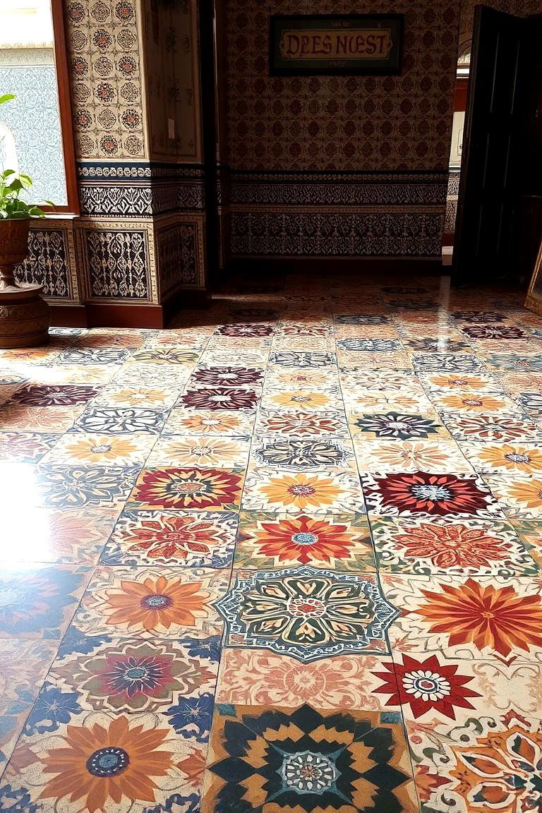 Dynamic Patterned Floor Tiles - 24 Chinoiserie Living Room Ideas