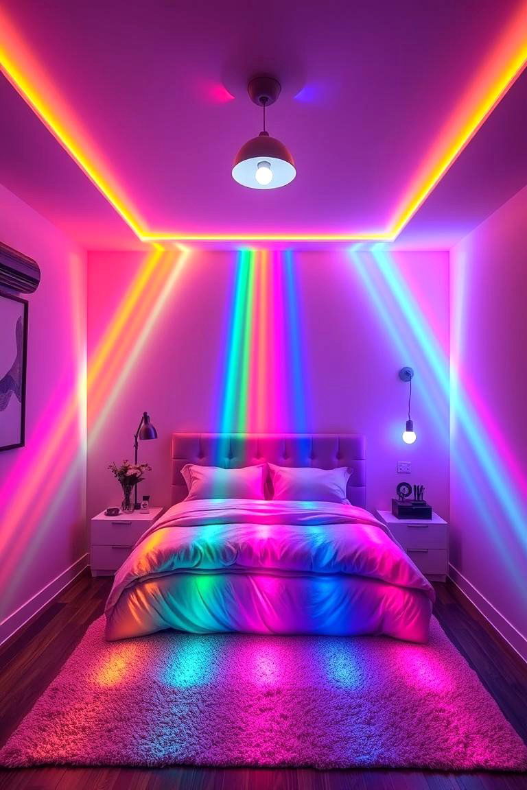 Dynamic Rainbow Lighting - 24 Rainbow Bedroom Ideas