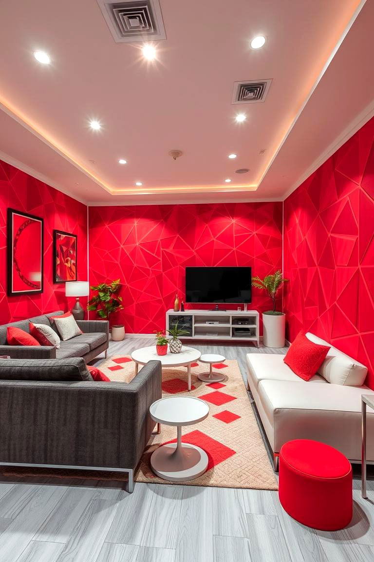 Dynamic Red Geometric Patterns - 24 Red Boy Room Ideas