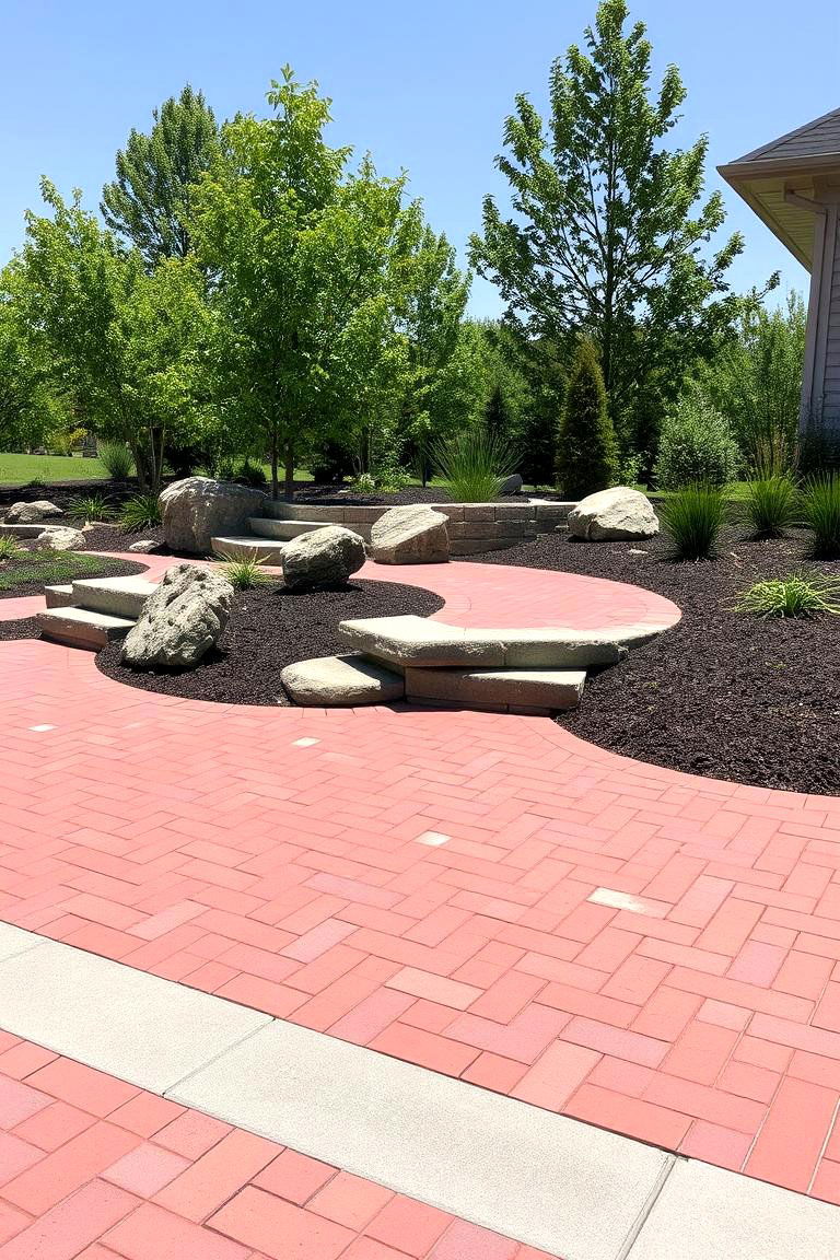 Dynamic Red Paver Landscape - 24 Red Paver Patio Ideas
