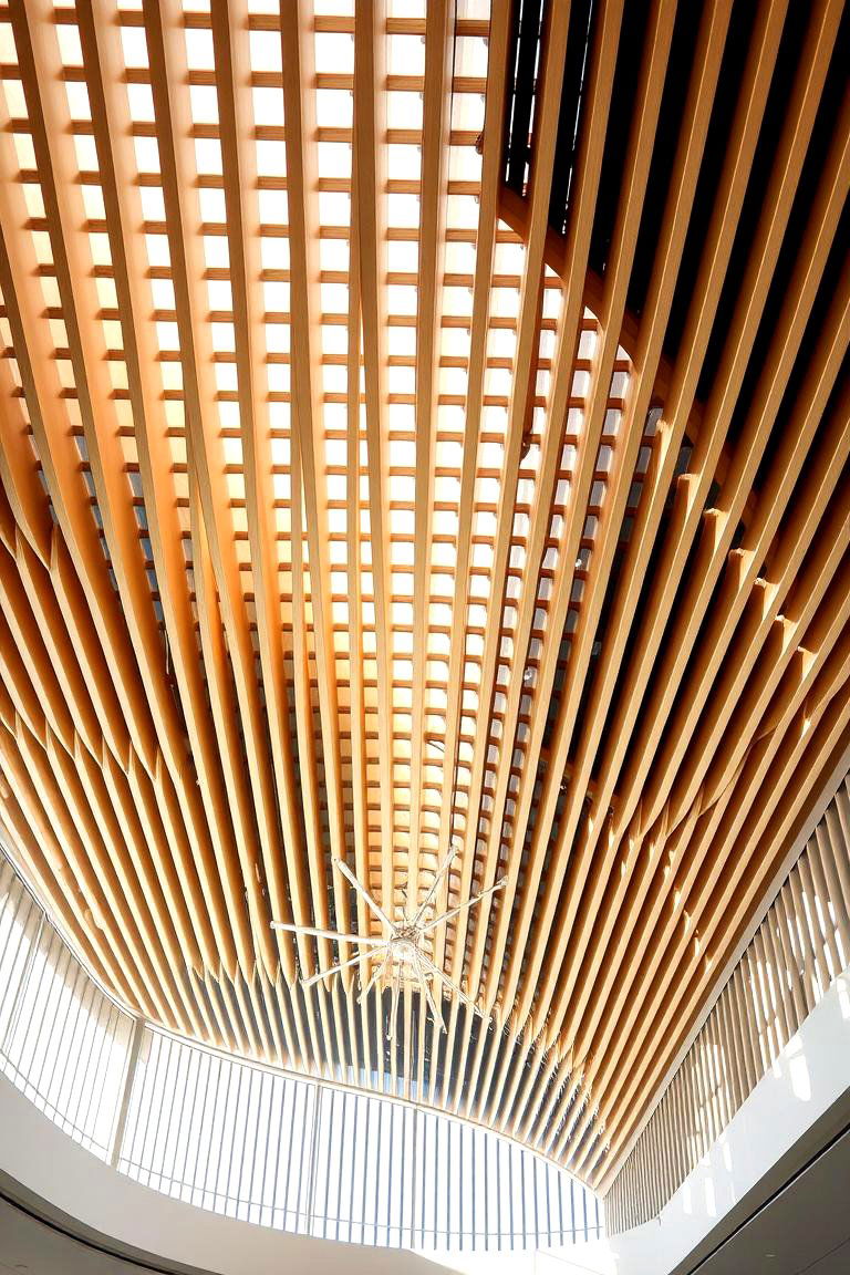 Dynamic Slatted Ceiling - 24 Sunroom Ceiling Ideas