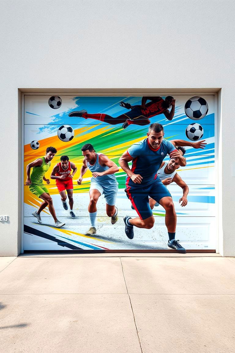 Dynamic Sports Action Mural - 24 Garage Door Murals