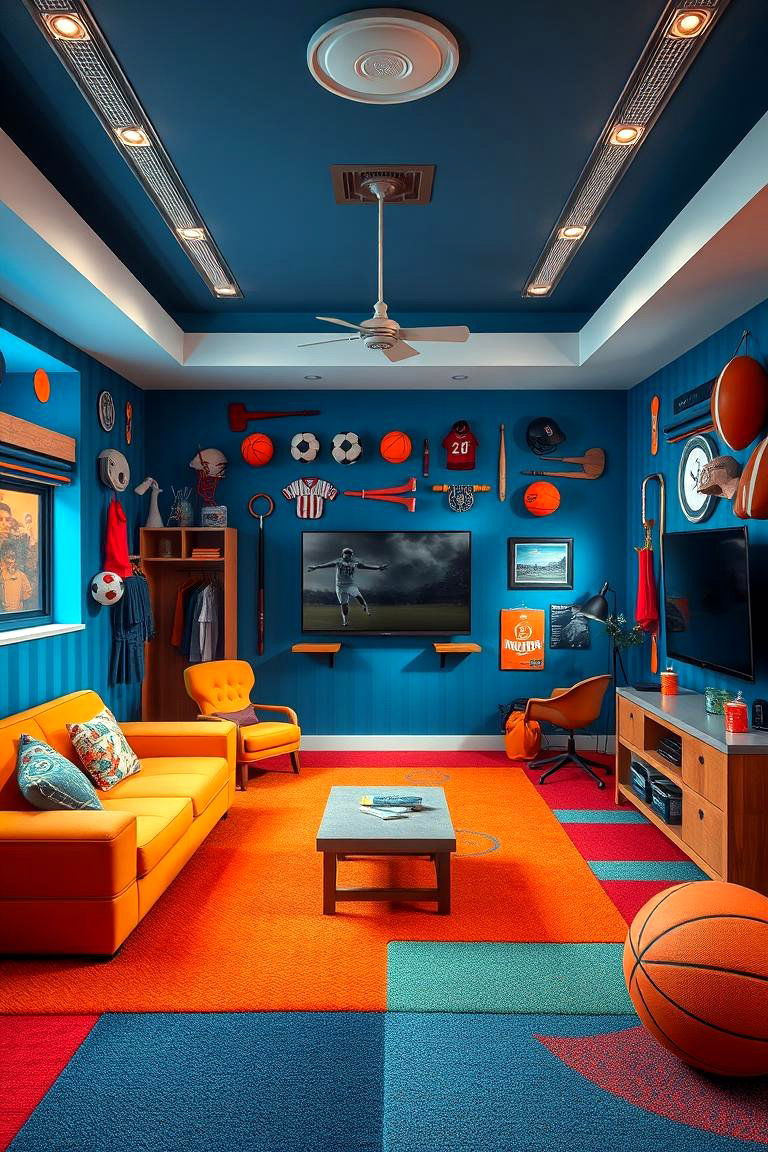 Dynamic Sports Themed Palette - 24 Boys Room Paint Ideas