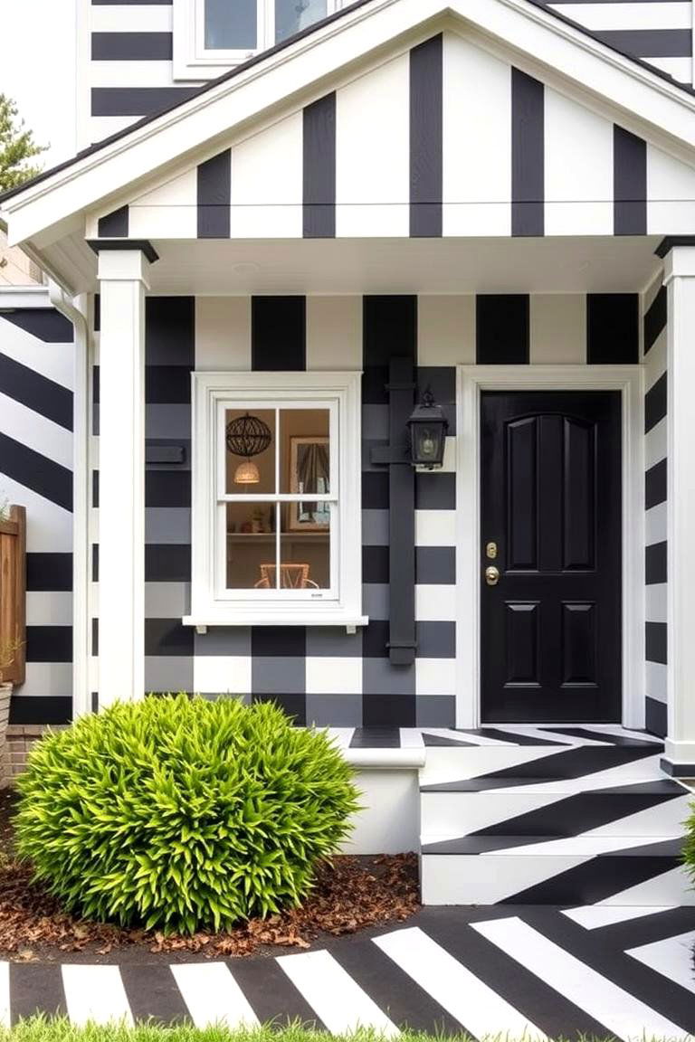 Dynamic Striped Patterns - 24 Black and White House Exterior Ideas