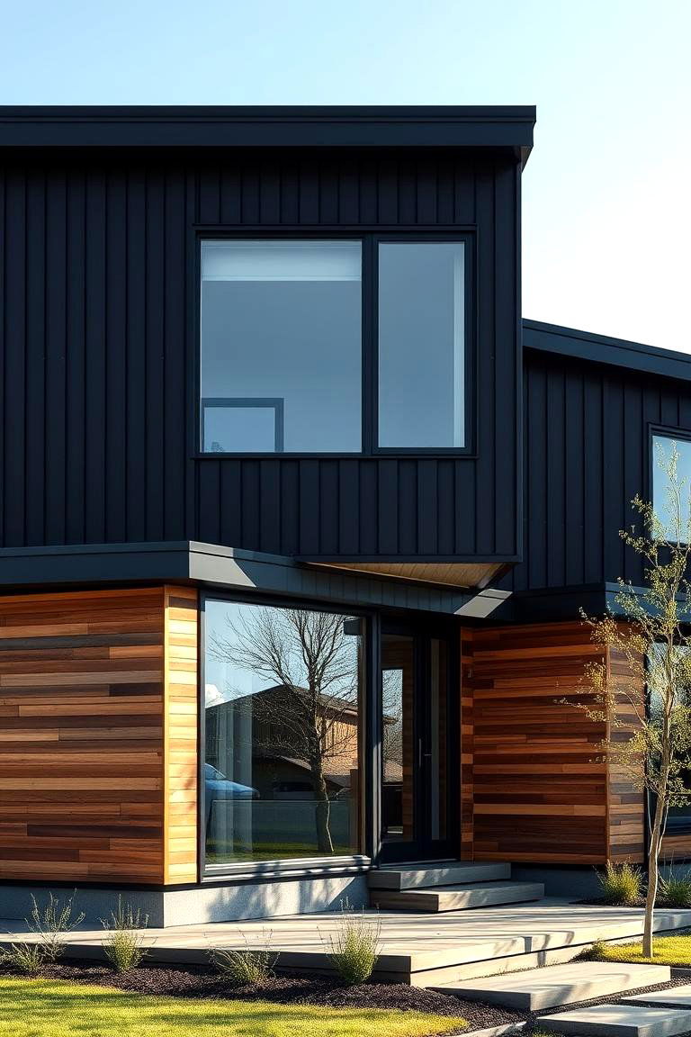 Dynamic Textural Blend - 24 Black House With Wood Accents