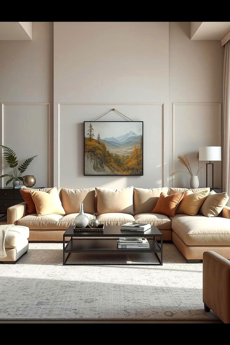 Dynamic Textural Contrasts - 24 Beige Couch Living Room Ideas