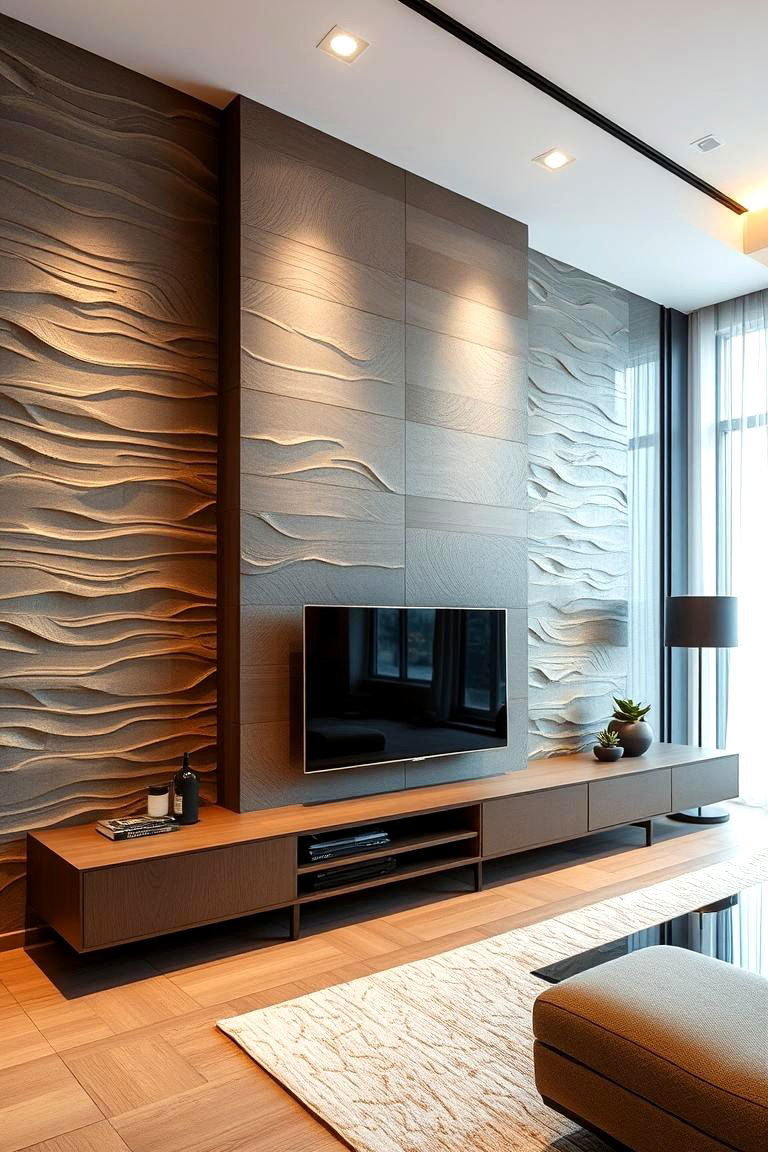 Dynamic Textured Wall Panels for Depth and Movement - 24 2400s Interior Design Ideas