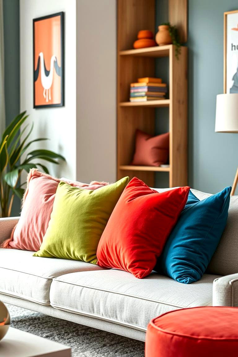 Dynamic Throw Pillows - 24 Colorful Living Room Ideas