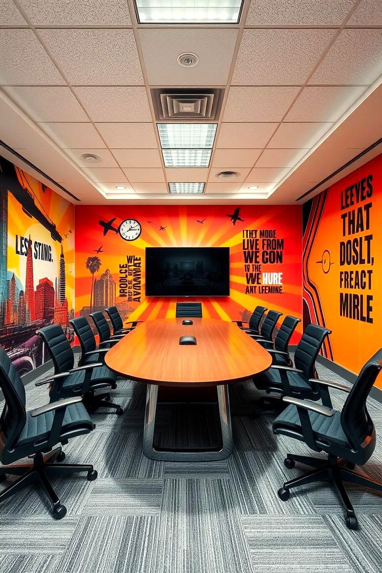 Dynamic Wall Graphics - 24 Conference Room Design Ideas and Inspiration