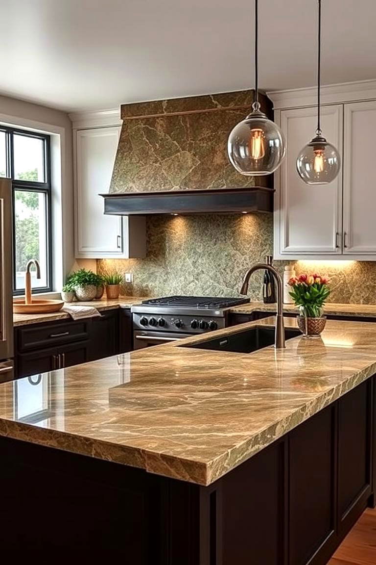 Earth Inspired Countertops for Natural Texture - 24 Green and Brown Kitchen Ideas