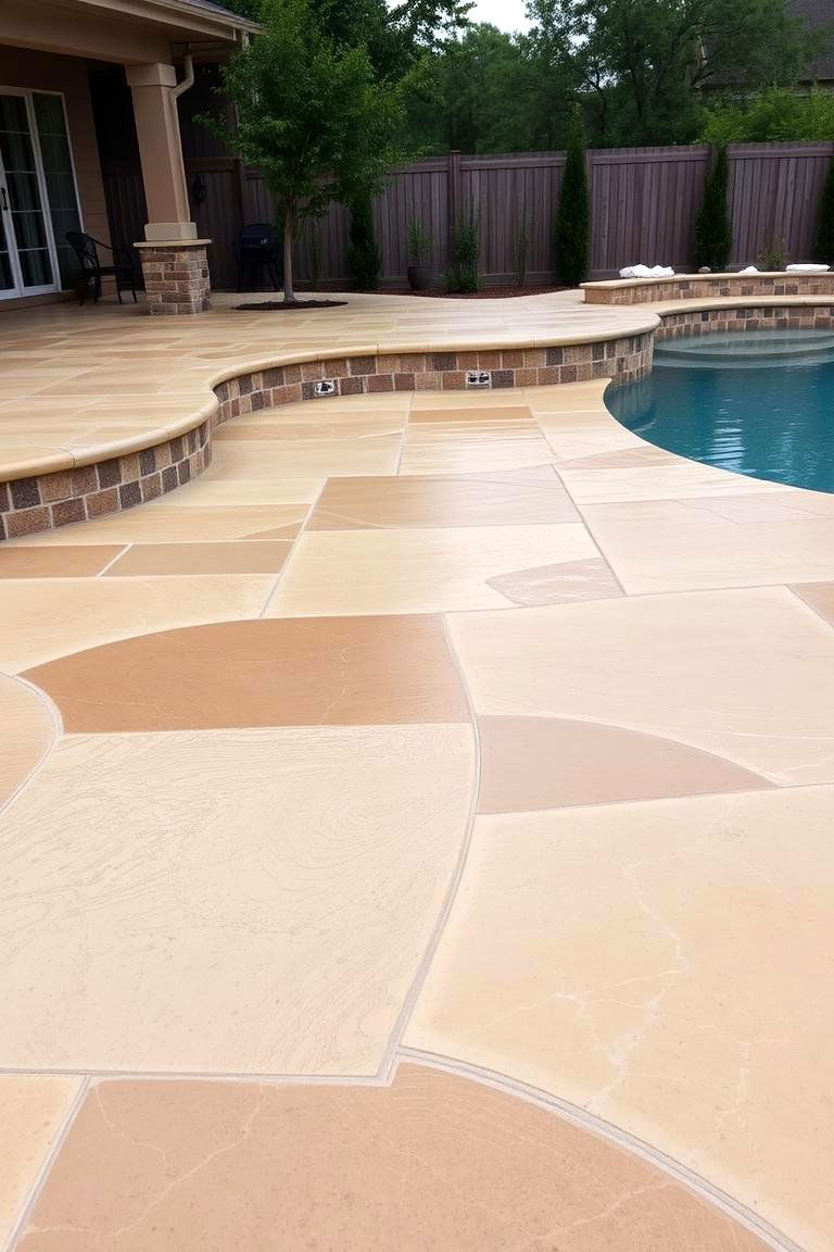 Earth Tone Serenity - 24 Stamped Concrete Pool Deck Ideas