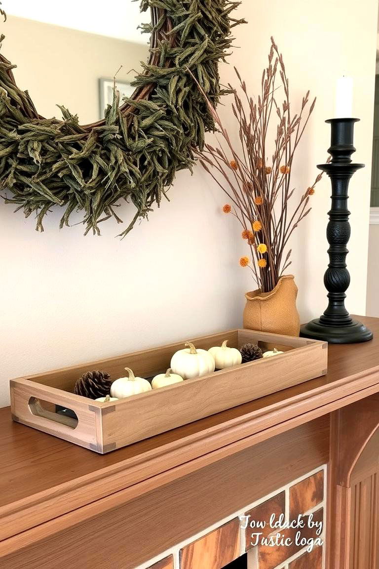 Earth Toned Decorative Trays - 24 Fall Mantel Decor Ideas