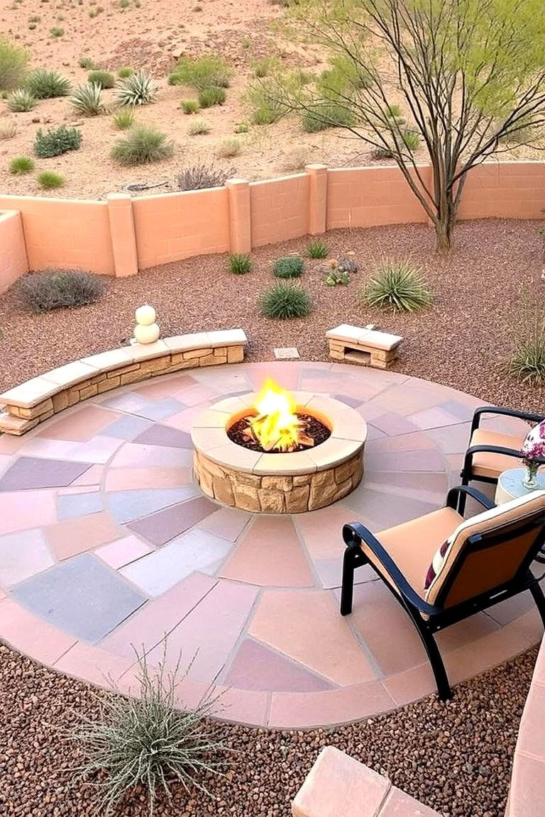 Earth Toned Stone Patio for Desert Vibes - 24 Stone Patio With a Fire Pit Ideas