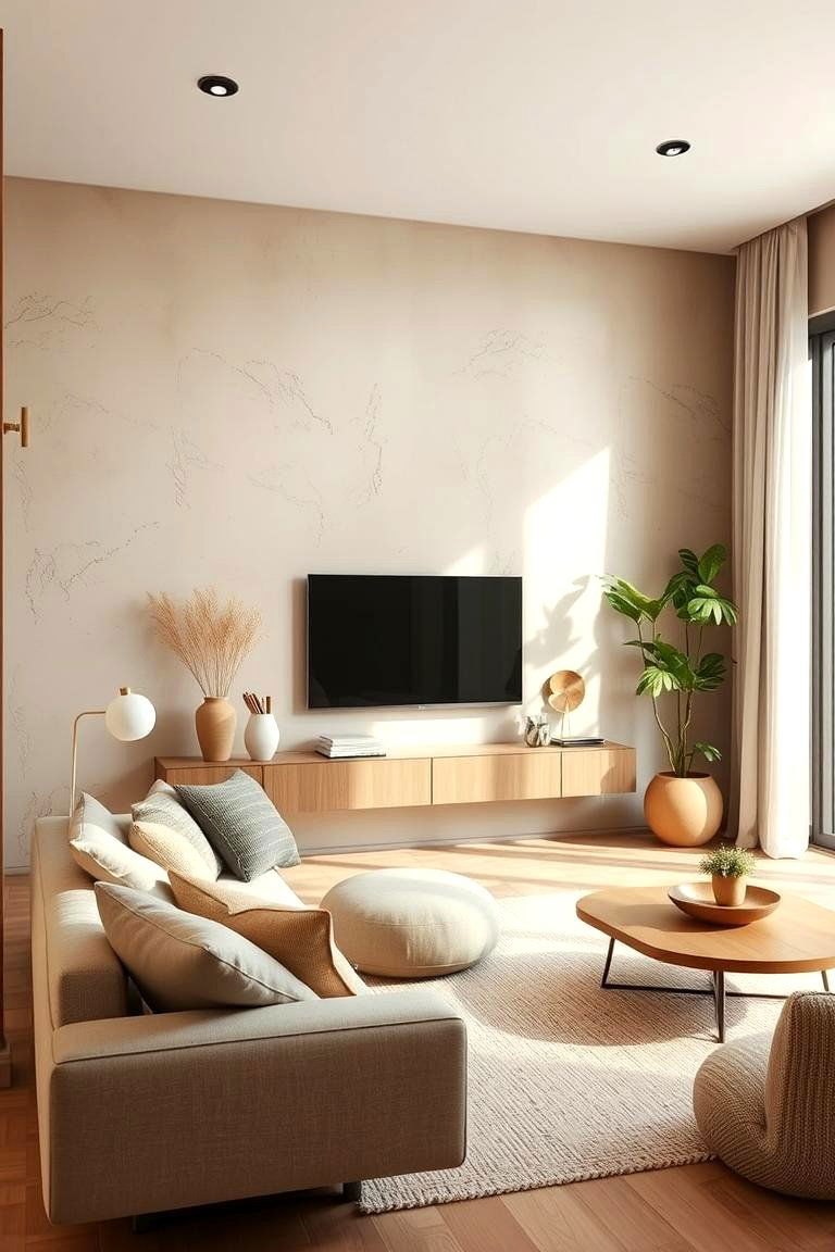 Earth Toned Wall Finishes - 24 Primitive Living Room Ideas