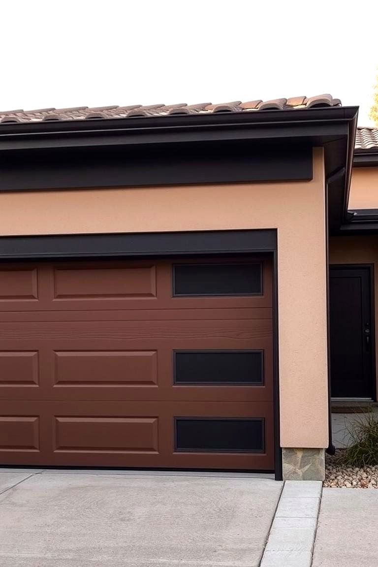 Earth Tones with Deep Charcoal - 24 Garage Door Paint Ideas