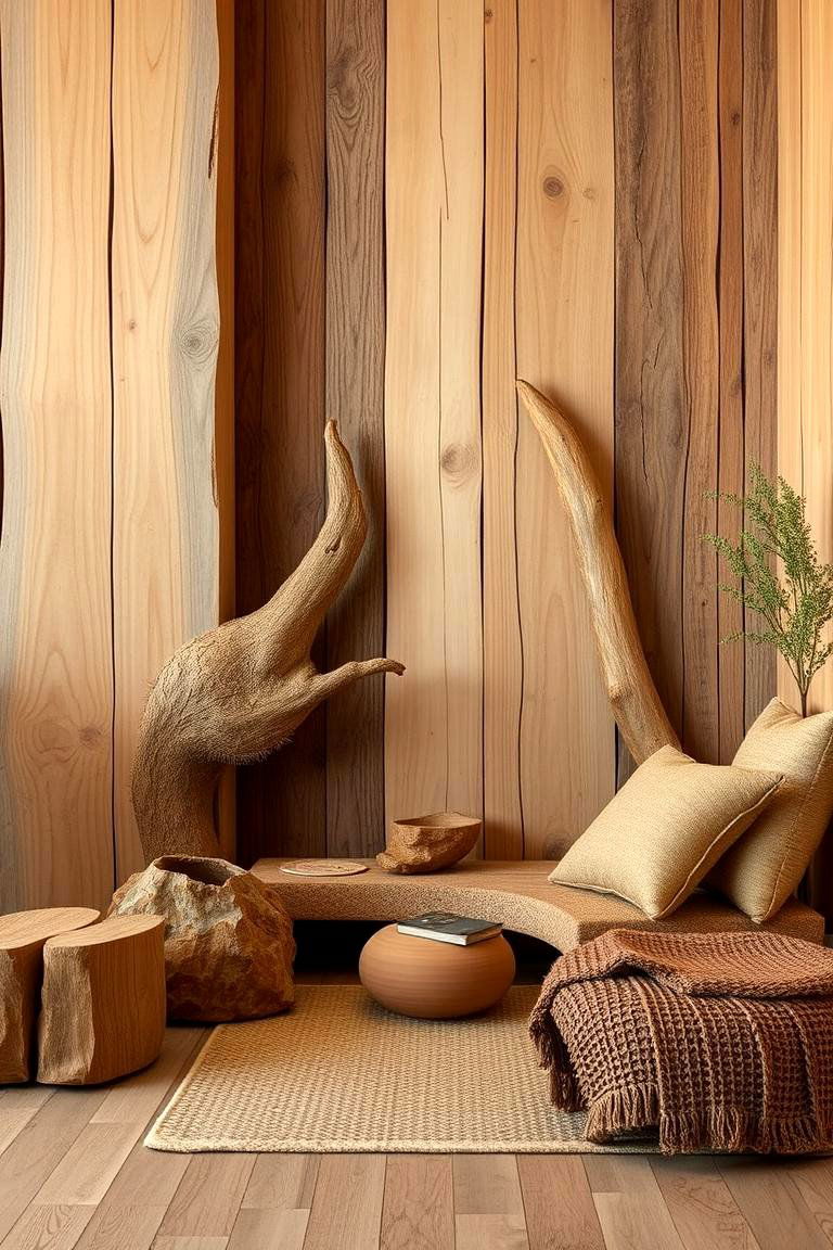 Earth and Wood Combination - 24 Feng Shui Living Room Ideas