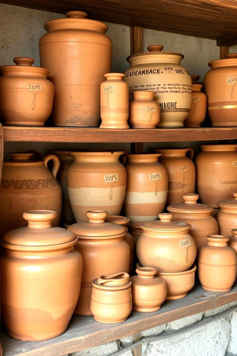 Earthenware Food Storage - 24 Primitive Kitchen Ideas