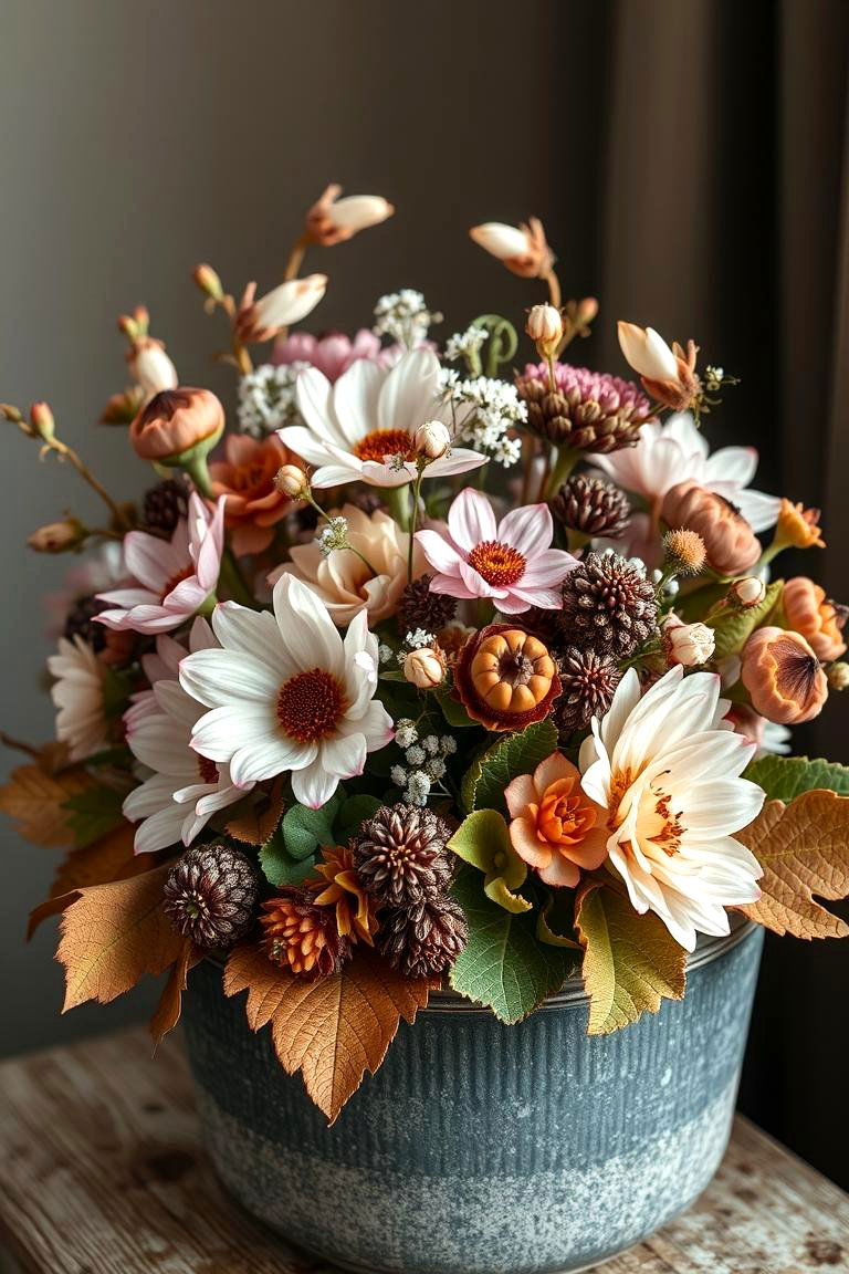 Earthy Acorn Accent - 24 Fall Flower Box Ideas