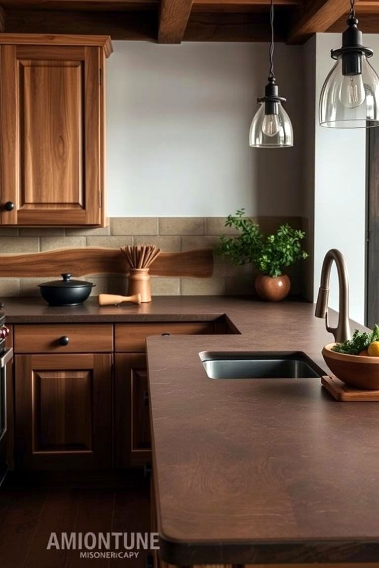 Earthy Brown Soapstone - 24 what color countertops go with oak cabinets