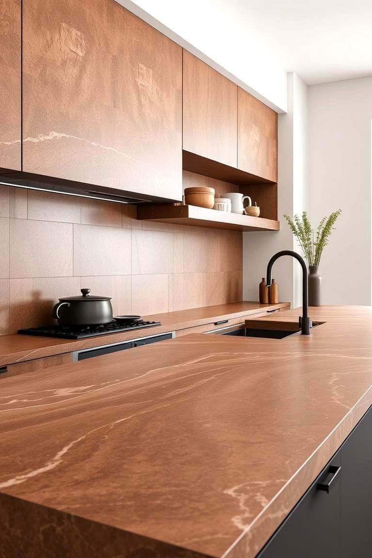 Earthy Brown Stone Countertops - 24 Brown Kitchen Ideas